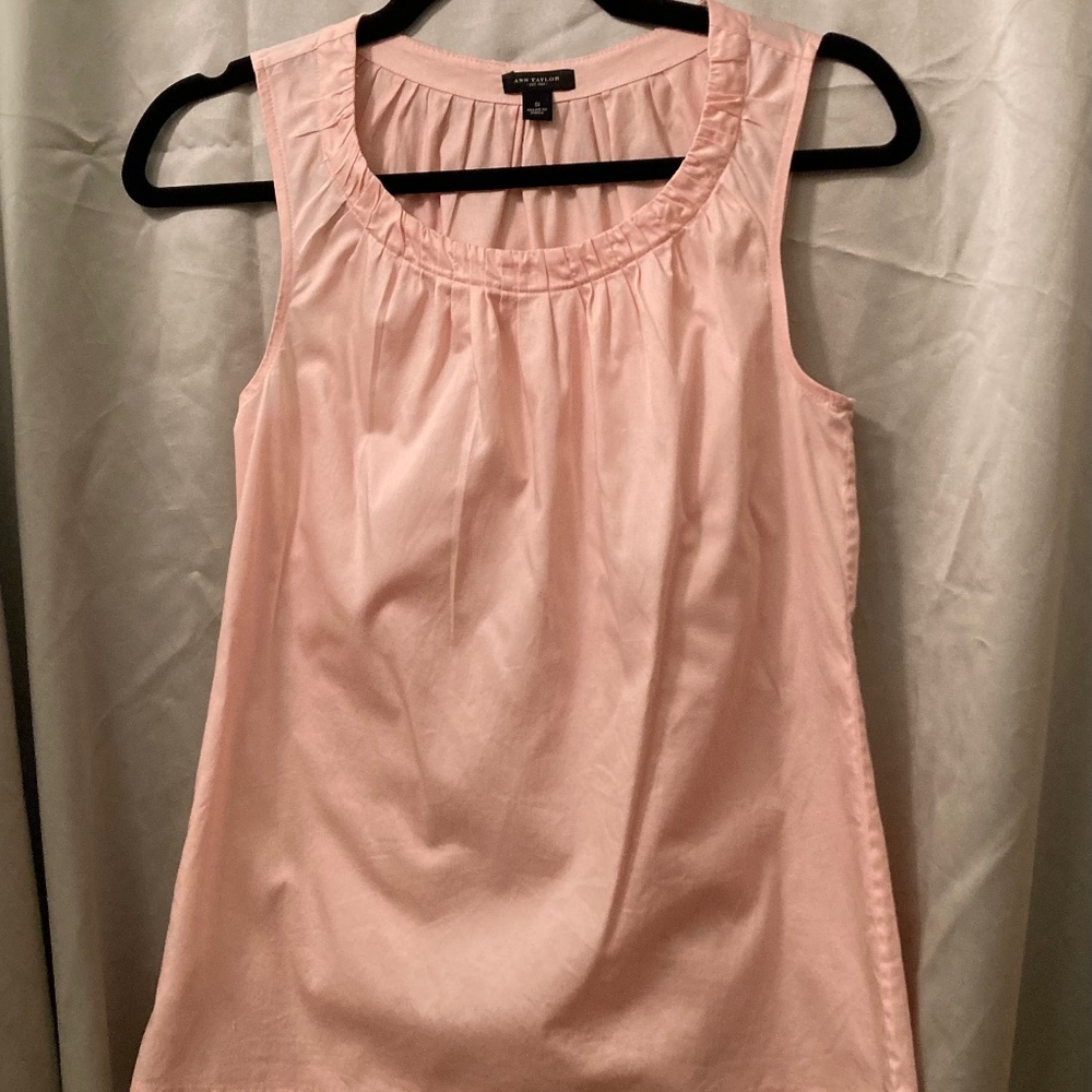 Ann Taylor Pink Ruched Collar Neck Sleeveless Top Blouse Size Small VGUC